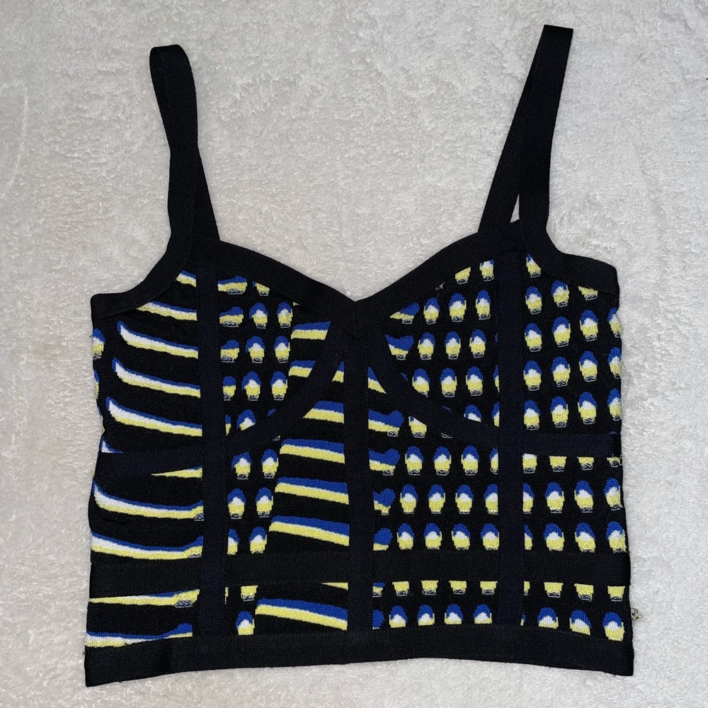 BEBE Corset Zip-Up Crop Top Tank